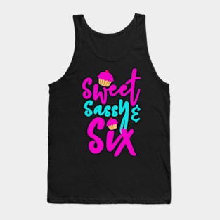 6Th Birthday Cupcake Design Sweet Sassy Six Tank Top